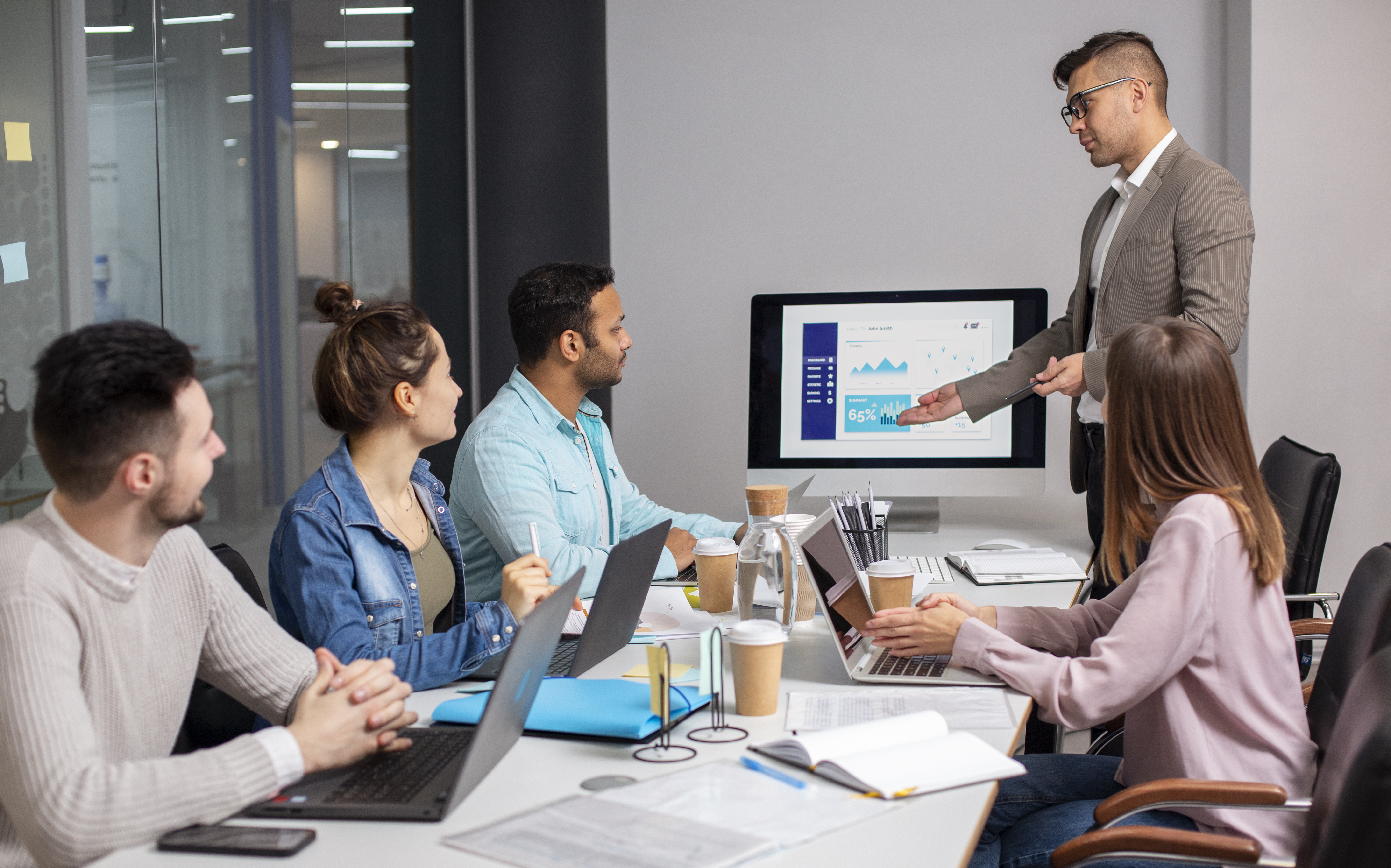 Business professionals in a strategic meeting